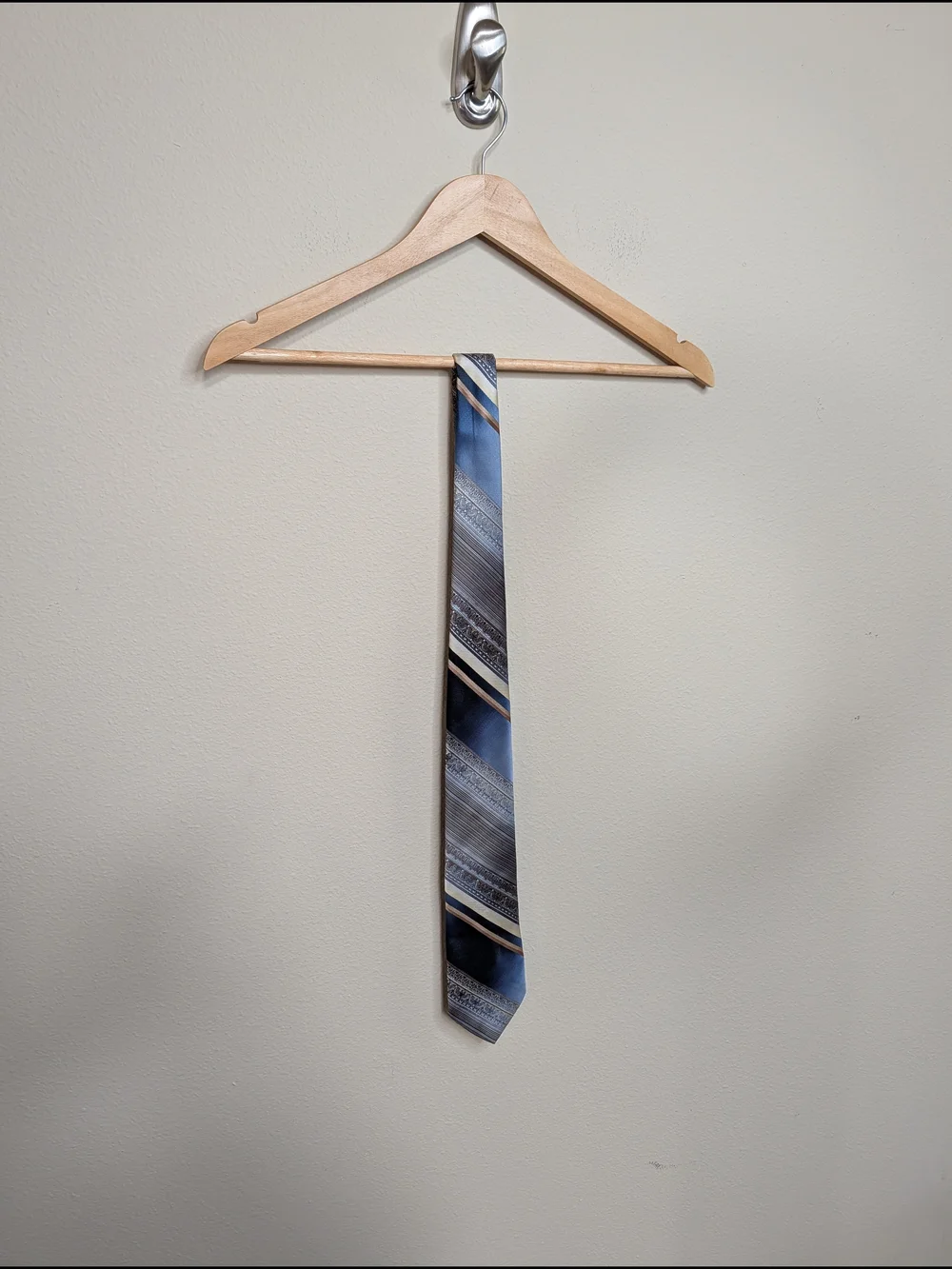 Don Loper Beverly Hills Tie Brown Blue Paisley Stripe Vintage 1970s California‎